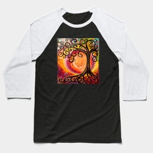 Swirly Tree of Life and Sun Baseball T-Shirt